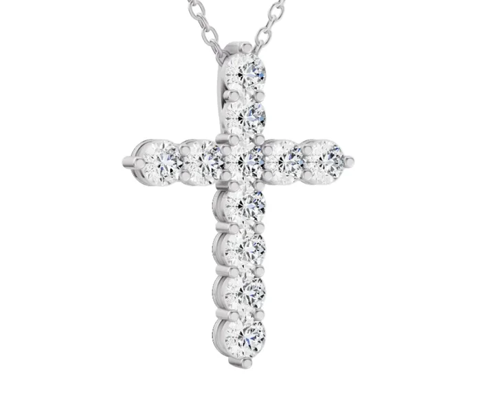 1 Carat Lab Diamond 14k Cross Pendant & Chain