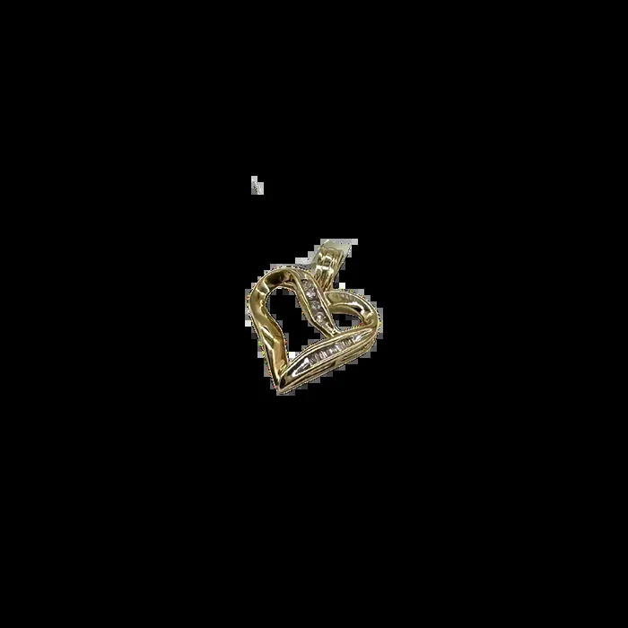 10k Yellow Gold 1/5 ctw Diamond Cutout Heart Pendant