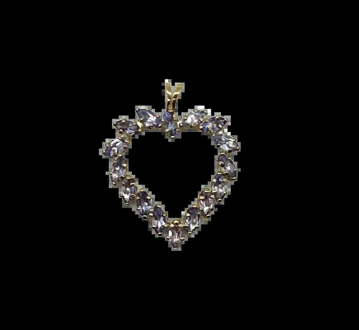 10k Yellow Gold Marquise-Cut Tanzanite Heart Pendant