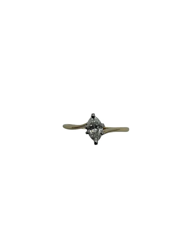 14K Gold 1/3 Carat Diamond Solitaire Bypass Ring