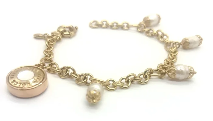14k Link Bracelet With Pearls