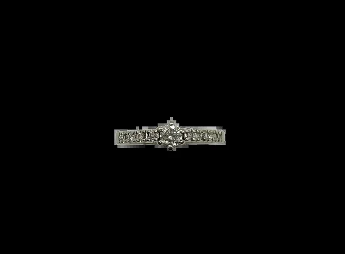 14K White Gold 40 PTW Bead-Set Diamond Cathedral Ring