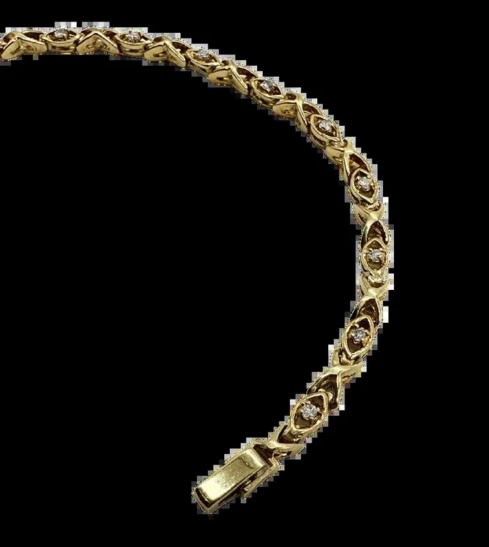 14k Yellow Gold Diamond X-Link Bracelet – 6″