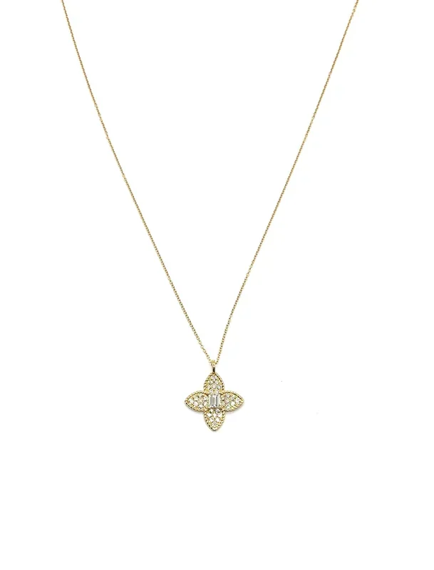 18k 60ptw Diamond Floral Pendant Necklace