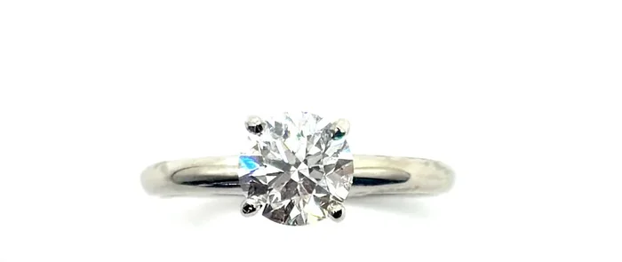 1ct Lab Grown Round Solitaire Diamond Ring- 14k White Gold