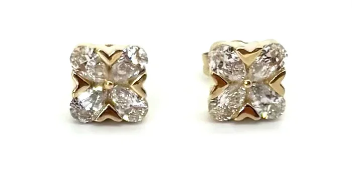 1CTW Lab Diamond Earrings- 14k Yellow Gold