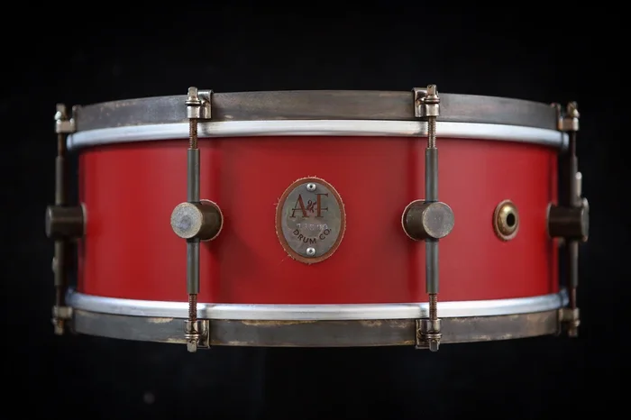 8-Lug Steam Bent Solid Maple Snare in Antique Red Finish