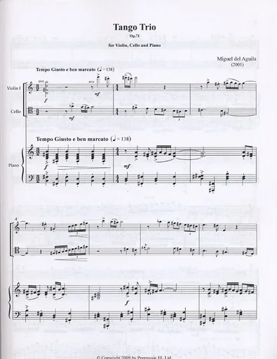 Aguila, Miguel del: Tango Trio, Op.71 (Violin, Cello, Piano)
