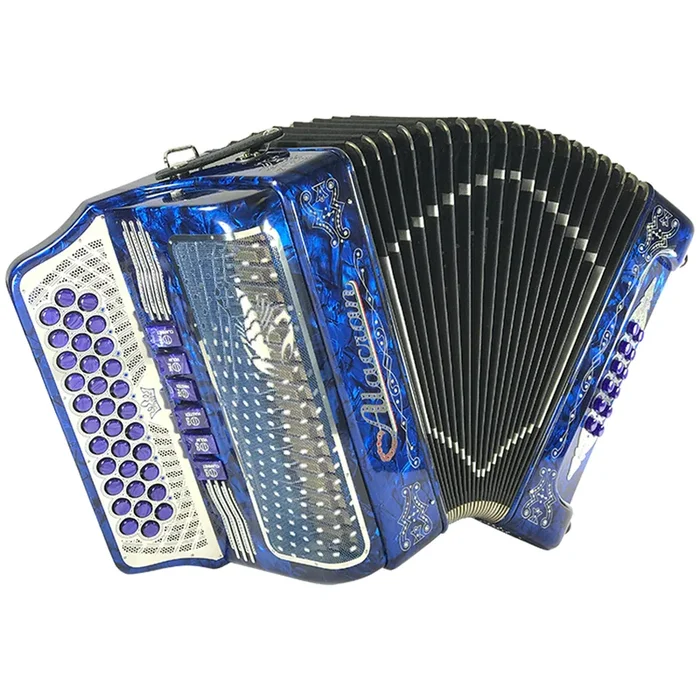 Alacran 34 Button 12 Bass Tow Tone Button Accordion FBE With Straps And Case, Blue
