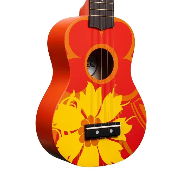 Amahi DDUK5 Tropical Series Soprano Ukulele, Orange Flower