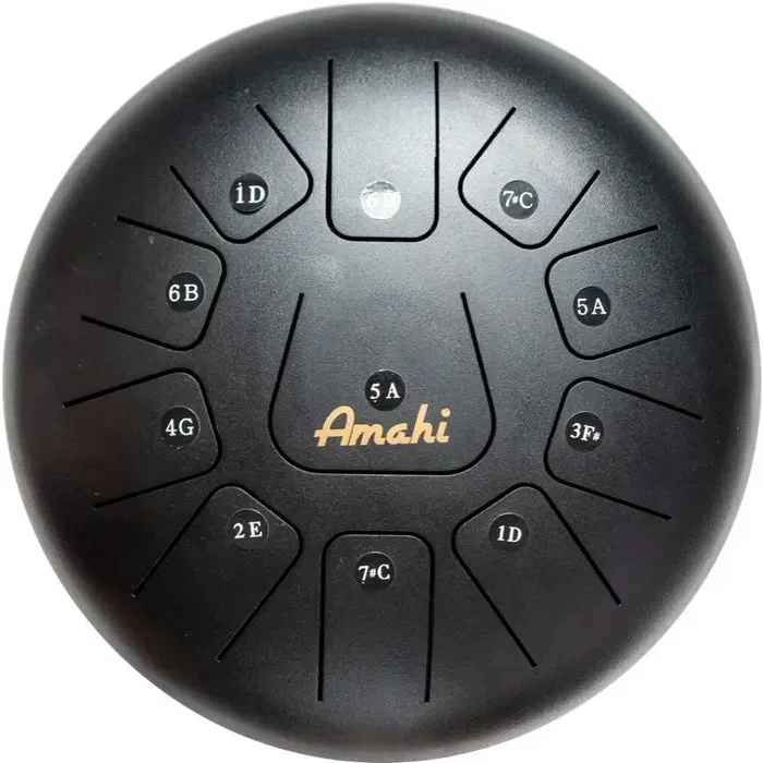 Amahi KLG12-11BK 12″ Steel Tongue Drum – D Major