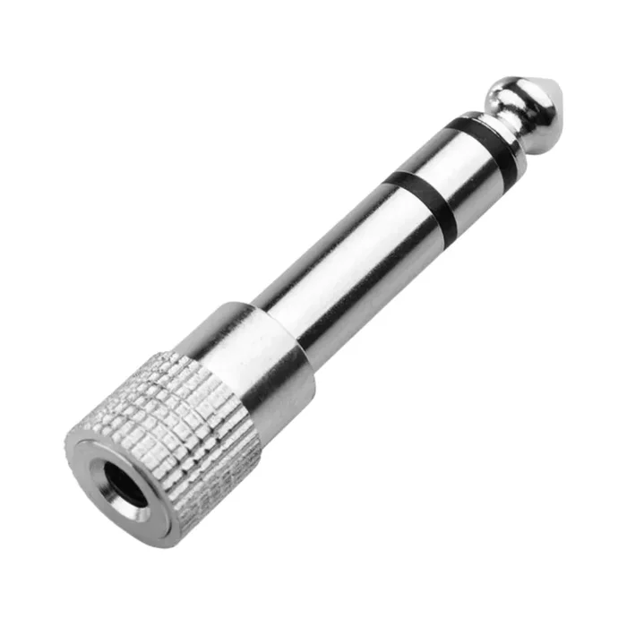 AMS Headphone Adaptor 6.35mm Stereo Jack Plug (M) to 3.5mm Stereo (F) – Silver