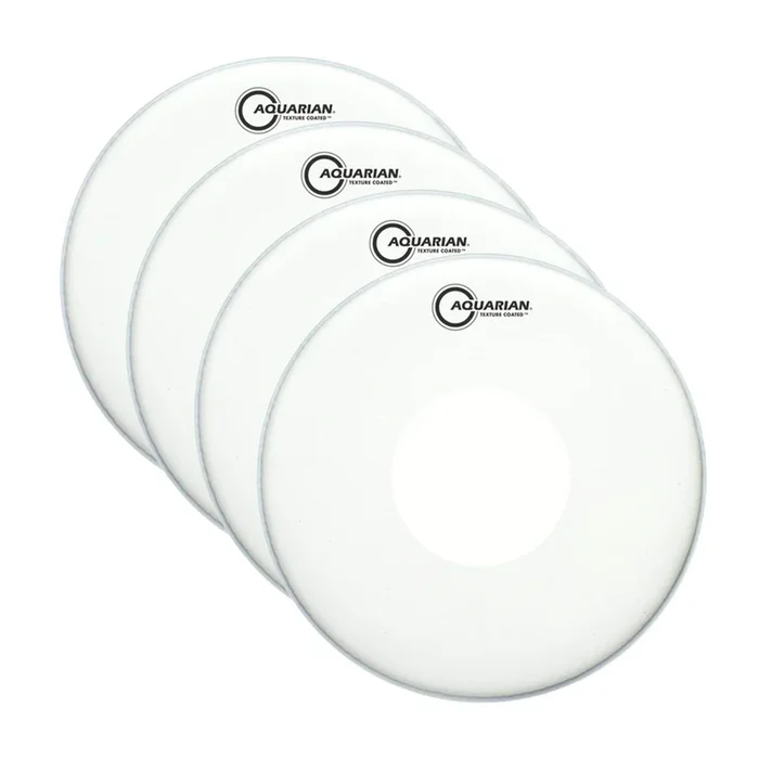 Aquarian 14″ Texture Coated w/Power Dot Underneath Snare Drum Head (4 Pack Bundle)