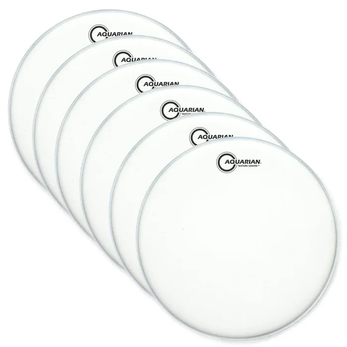 Aquarian 14″ White Texture Coated Batter (6 Pack Bundle)