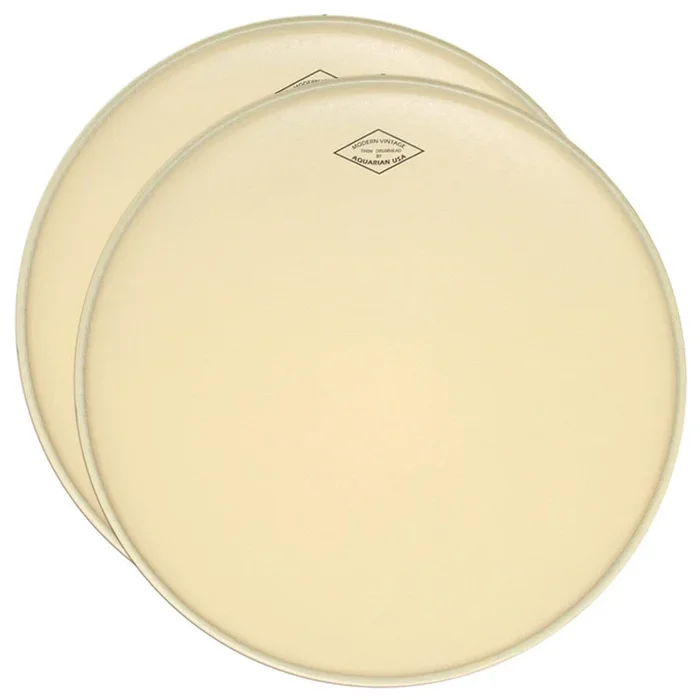 Aquarian 22″ Modern Vintage Thin Bass Drum Head w/No Felt Strip (2 Pack Bundle)