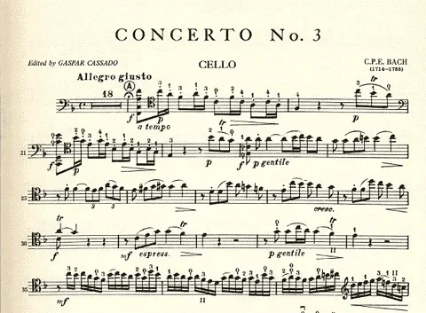 Bach, C.P.E. (Cassado): Concerto No.3 in A Major (F Major) (cello, and piano)
