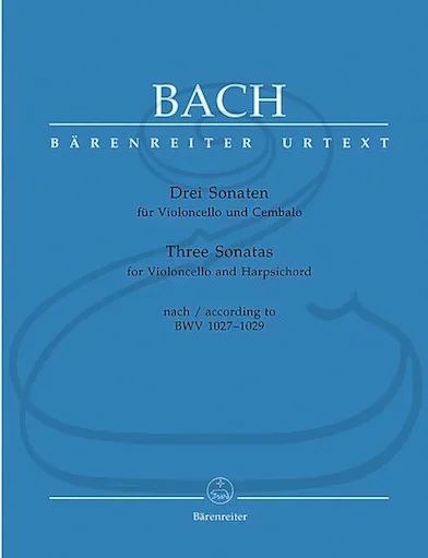 Bach, J.S. (Eppstein): Three (3) Sonatas for Cello (Gamba) & Harpsichord, BWV1027-1029 – URTEXT (cello & harpsichord) Barenreiter
