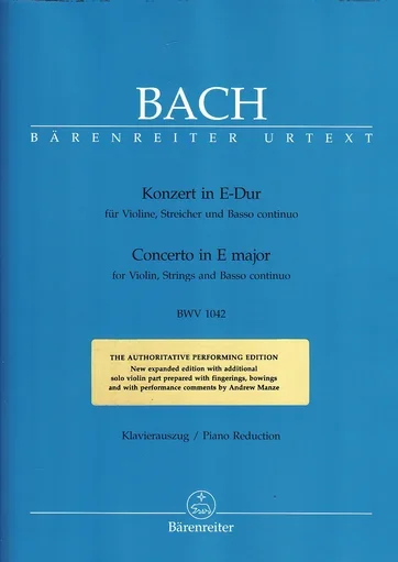 Bach, J.S. (Manze): Concerto in E major BWV 1042 (violin & piano) Barenreiter Urtext