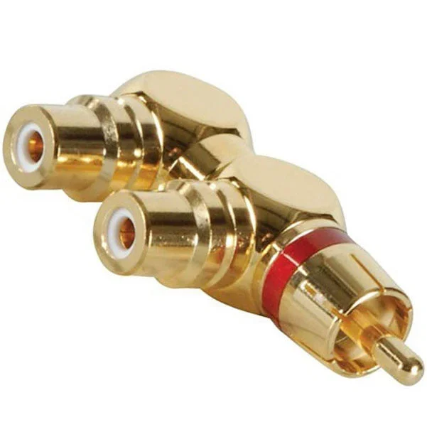 BAJAAO Gold RCA Y (1) Male To (2) Right Angle Female Red