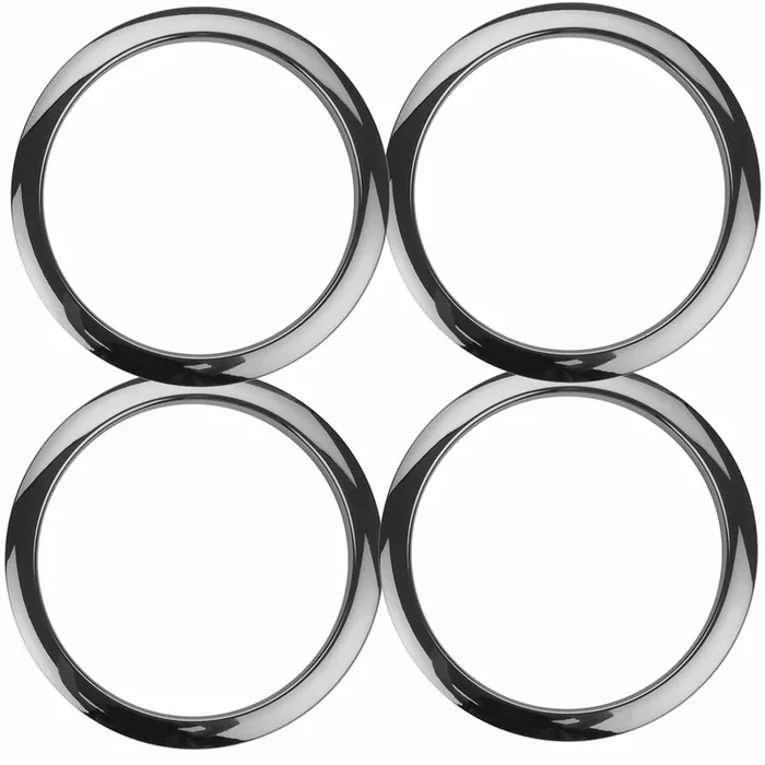 Bass Drum O’s 5″ Bass Drum Head Reinforcement Ring Chrome 4 Pack Bundle