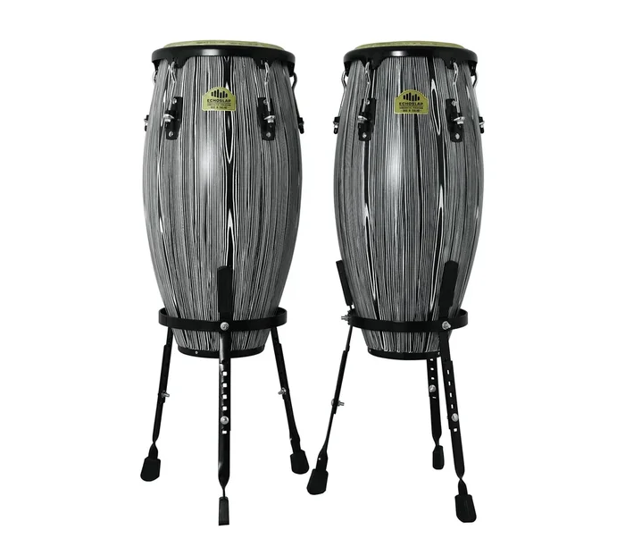 Black & White 10″ & 11″ Congas with Basket Stand – Siam Oak