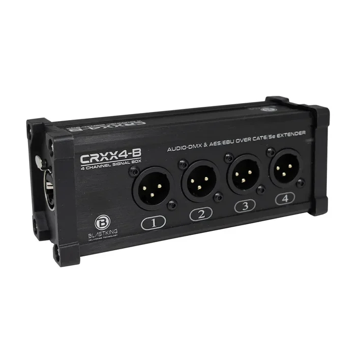 Blastking CRXX4-B Caja Receptora XLR Masculina de 4 Canales sobre CAT6/5e Extensor de Audio DMX