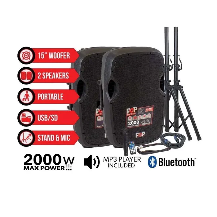 Blastking POP152AK 15″ Bluetooth Active & Passive Speaker Box Combo
