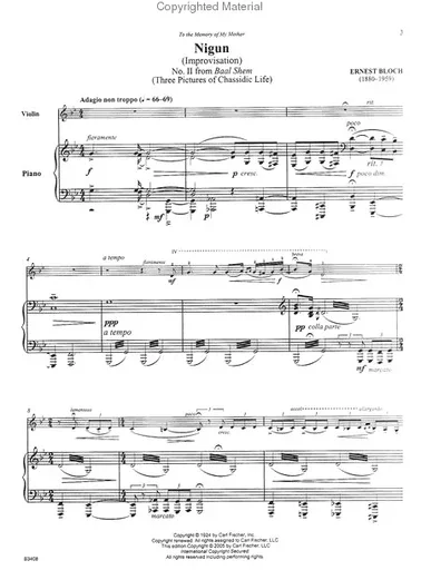 Bloch, Ernest: Nigun-Improvisaton #2 from Baal Shem (violin, Piano, CD)