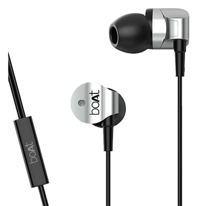 boAt BassHeads 132 In Ear Wired Headphone With Mic- Silver Surfer