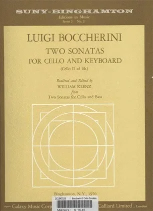 Boccherini, Luigi:(Klenz)Two Sonatas for cello & keyboard (cello II ad lib.) Galaxy Music