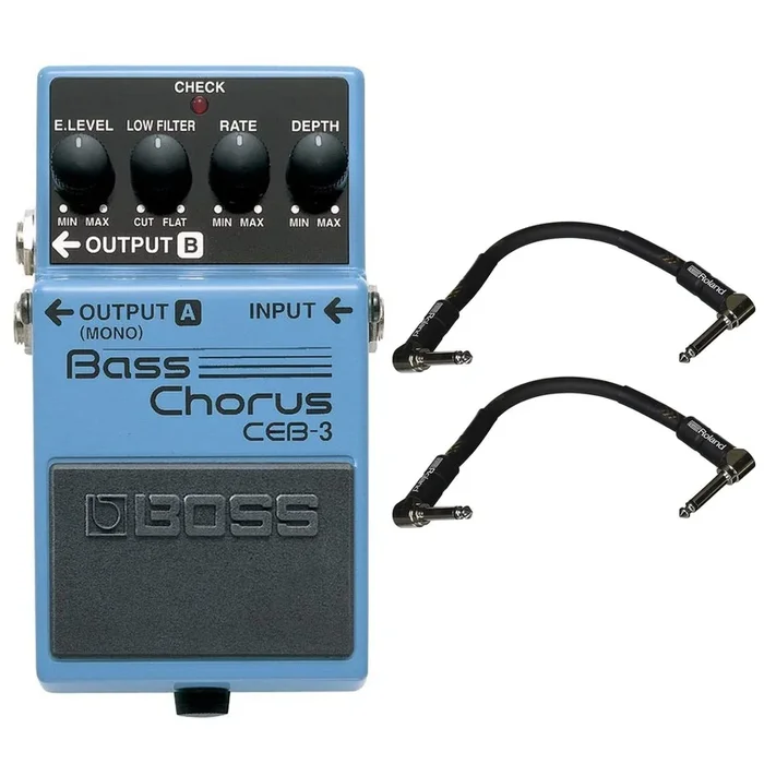 Boss CEB-3 Bass Chorus Bundle w/ 2 Roland Black Series 6 inch Patch Cables
