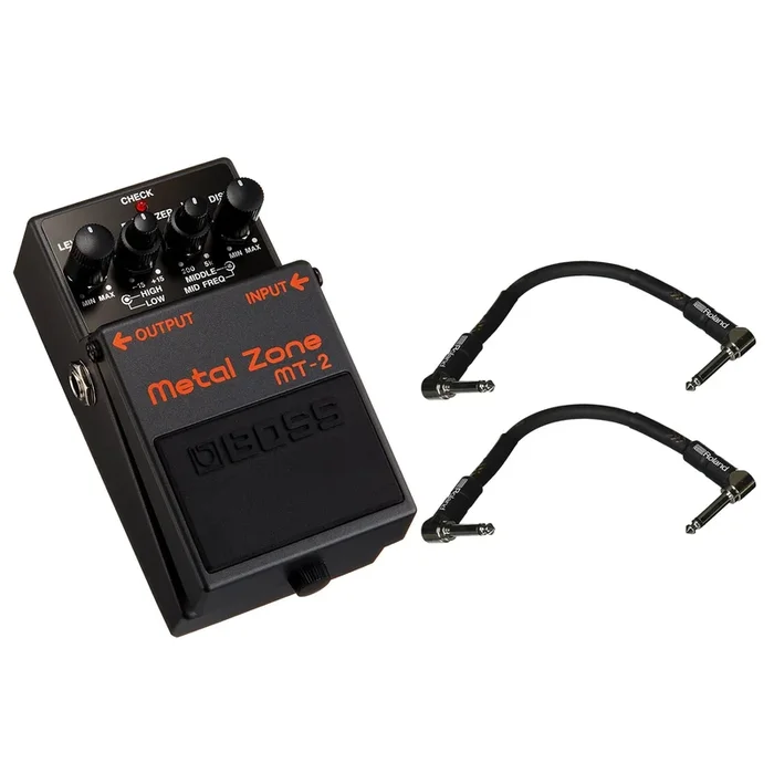 Boss MT-2 Metal Zone Bundle w/ 2 Roland Black Series 6 inch Patch Cables