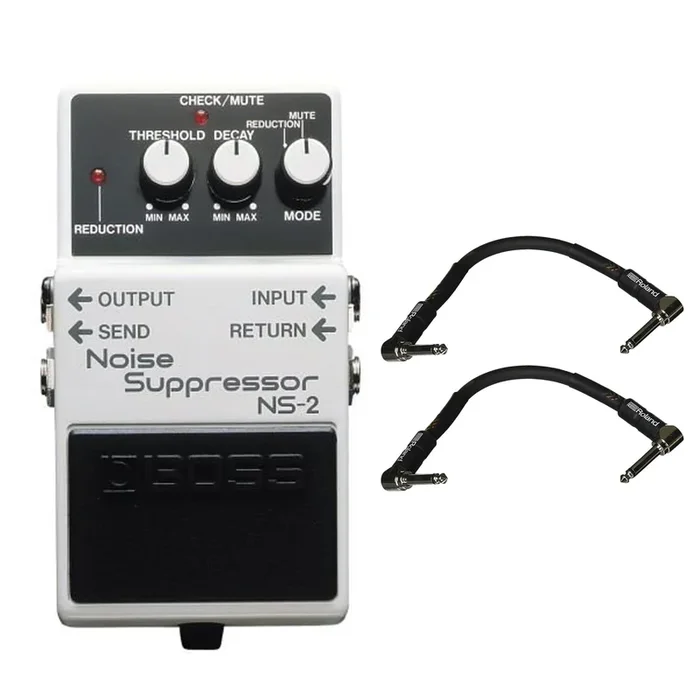 Boss NS-2 Noise Suppressor Bundle w/ 2 Roland Black Series 6 inch Patch Cables