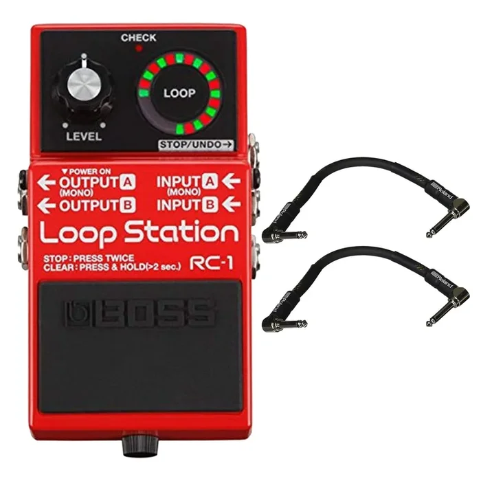 Boss RC-1 Loop Station Bundle w/ 2 Roland Black Series 6 inch Patch Cables