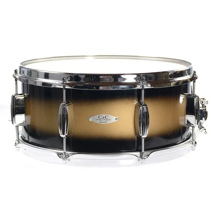 C&C 6.5×14 Maple/Gum Snare Drum High-Gloss Black & Gold Duco