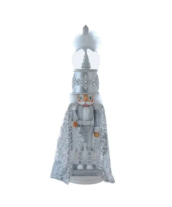 Call for Availability- Musical Silver Nutcracker With Water Globe