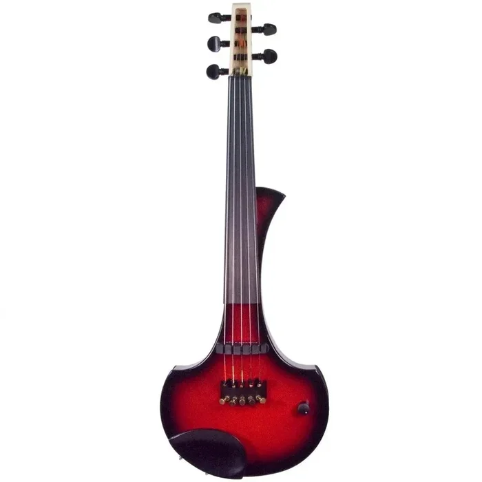 Cantini Earphonic Violín eléctrico de 5 cuerdas con MIDI, rojo/negro Sunburst