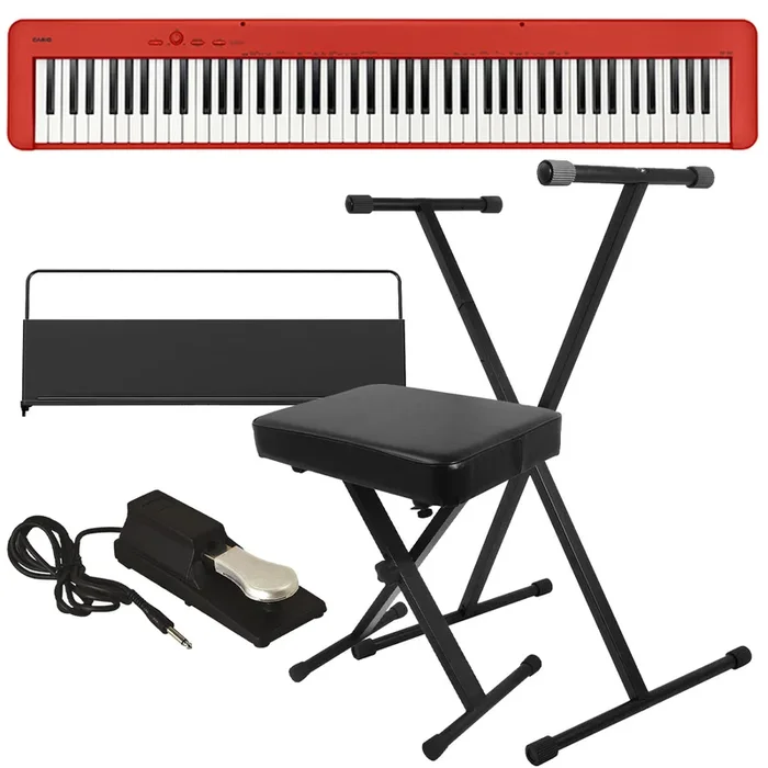 Casio CDP-S160 Compact Digital Piano – Red KEY ESSENTIALS BUNDLE