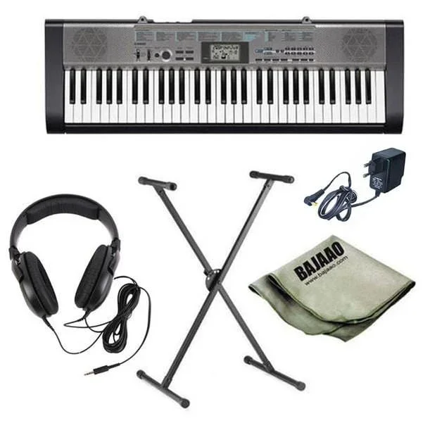 Casio CTK-1300 Standard Keyboard With Stand, Headphones, Polishing Cloth and Power Adapter