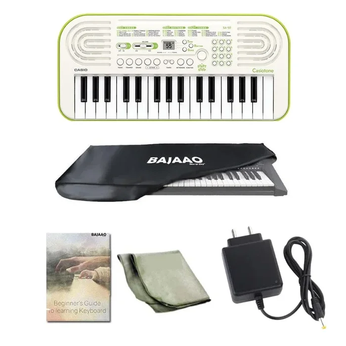 Casio SA-50 Casiotone 32 Key Kids Mini Portable Keyboard with Adapter, Polishing Cloth, Dust Cover, Online Lessons, Warranty & Ebook