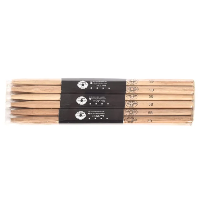 CDE 5B Nylon Tip Custom Selected Hickory Drum Sticks (12 Pair Bundle)