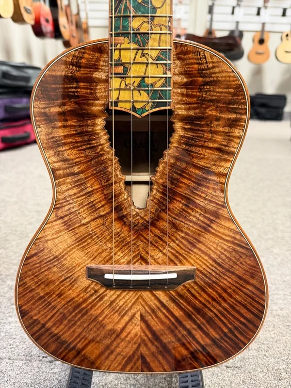 Coast Ukulele Custom Solid Koa Tenor Ukulele w/Case #101 – Live Edge Soundhole