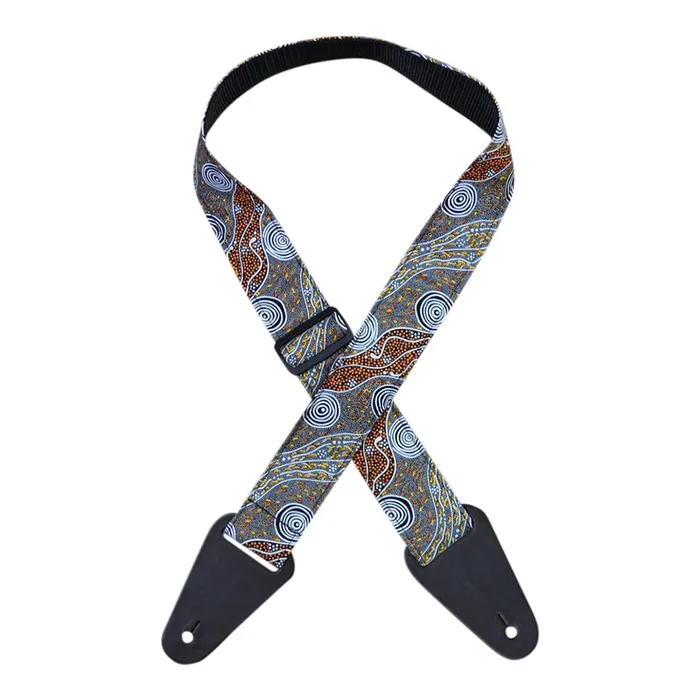 Colonial Leather – Aboriginal Art Guitar Strap – Bush Camp
