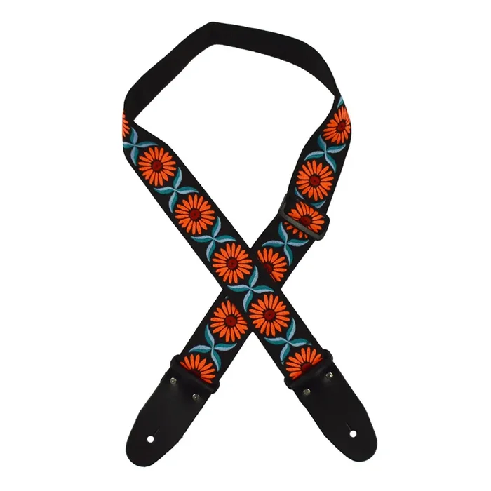 Colonial Leather – Jacquard Rag Strap – Orange Daisy
