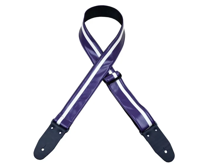 Colonial Leather Stripe Ragstrap – Purple with White Stripe