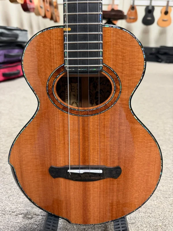 Cornerstone Custom Solid Redwood/Quilted Sapele Tenor Ukulele w/Case #133