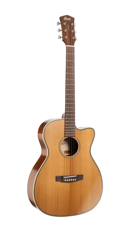 Cort OC4NSG Essence Series ES-OC4 OM Cutaway Acoustic-Electric Guitar, Natural Semi Gloss