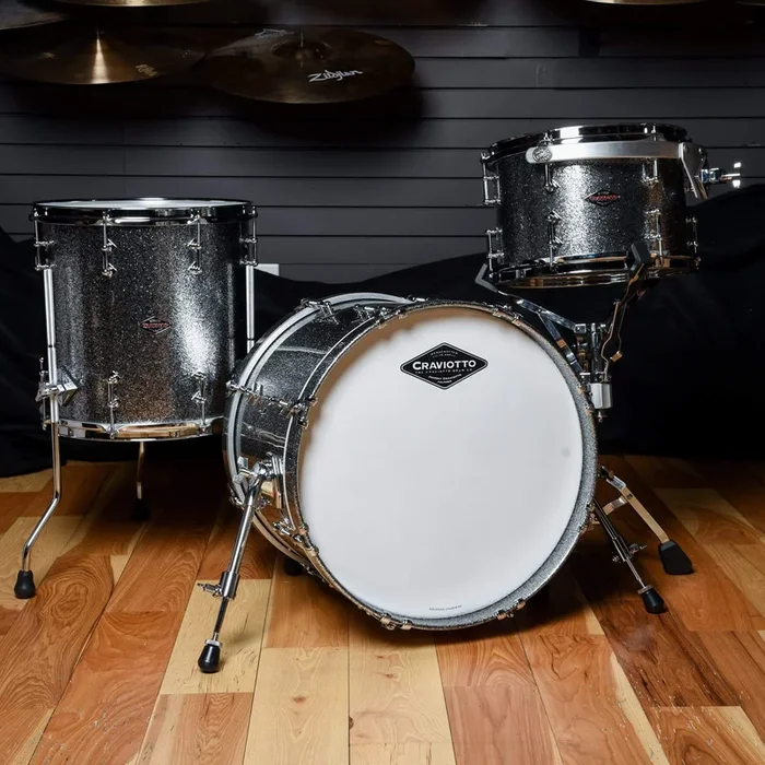 Craviotto 12/14/18 3pc. European Beech Drum Kit Custom Pewter Sparkle