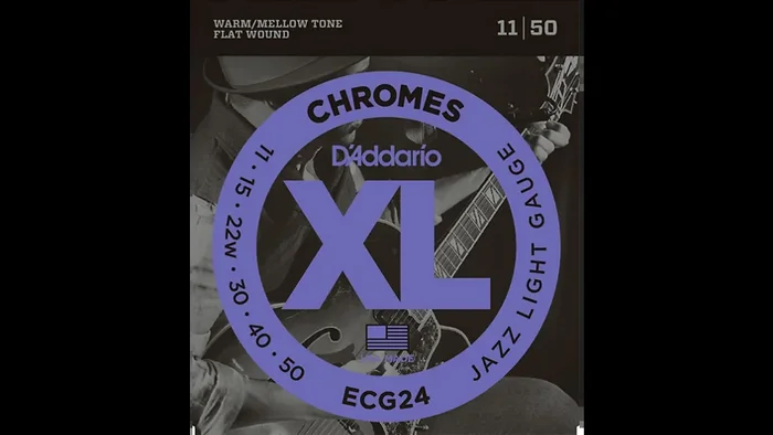 Cuerdas de guitarra eléctrica D’Addario XL Chromes Jazz Light ECG24 Flatwound