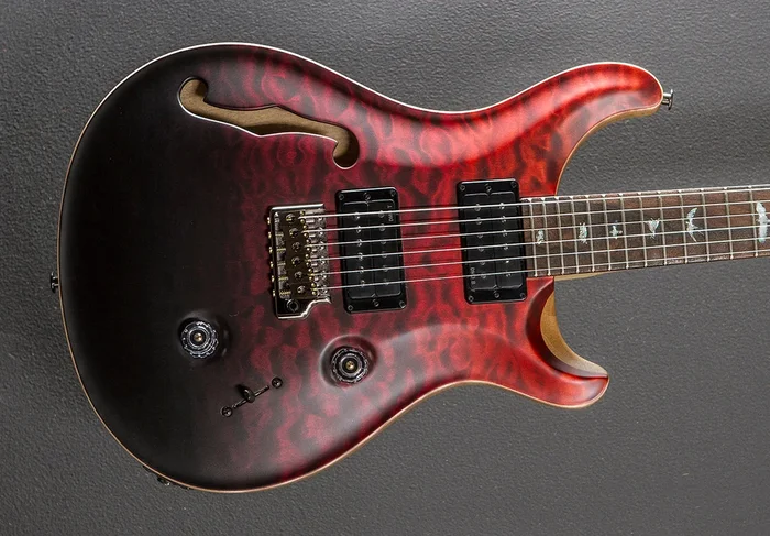 Custom 24 Semi-Hollow Wood Library Limited – Fire Red to Gray Black Fade w/Korina